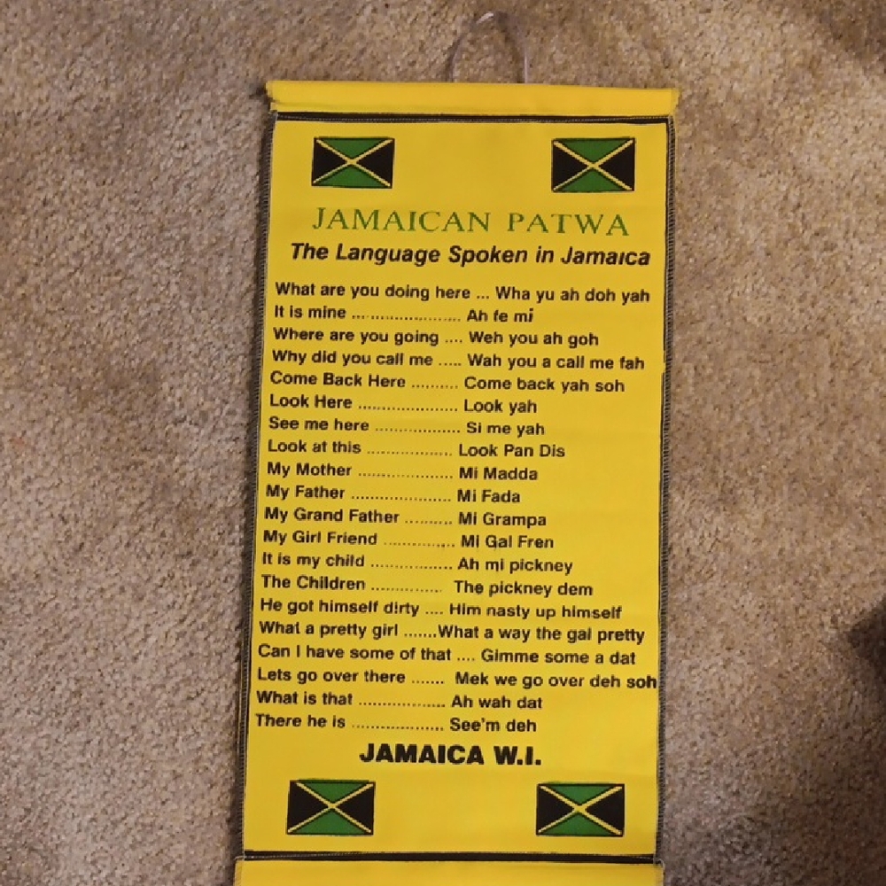 Jamaican Patwa Language Wall Hanging, Authentic